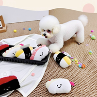 Jouet pour chien japonais et coréen, peluche de simulation de sushi, durable, couineur, motif dessin animé de saumon tempura croustillant doré et d'œufs de saumon, pour usage intérieur
