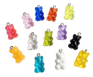 Ciondoli a Forma di Orsetto Gommoso in Resina Colorata, Charm per Bambini, Glitter Solido, Charm in Plastica Trasparente per Creazione di Gioielli per Bambini - Product Image 4