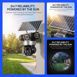 Caméra PTZ 360° à trois objectifs 4G 6MP personnalisée avec suivi IA et vision nocturne couleur intégrale, fabriquée en usine - Product Image 6