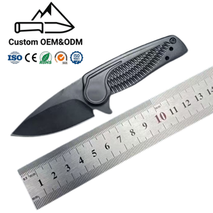 Couteau de poche pliant OEM en acier 8Cr13MoV à pointe tombante avec bouton de pouce et manche en acier 420 pour activités de plein air, EDC, camping et survie - Product Image 1