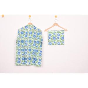 Premium Wholesale Price Blue & Green Women's Cotton Hand Block Pajama Set- Boho Loungewear ,Comfy Nightwear For Women - Product Image 5