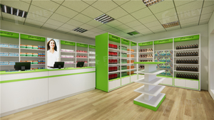 小売薬局の装飾カスタマイズされた医療薬局店ガラス木製家具棚キャビネット薬局店のディスプレイ用 - Product Image 5