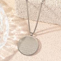 Colliers pendentifs en acier inoxydable double face gravés avec calligraphie arabe islamique Allah musulman Eid Ayatul Kursi Coran