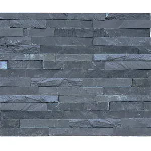 Exterieur Outdoor Muur Decoratieve Black Slate Stone Slate 3d Wandtegels In India