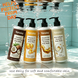 Gel douche exfoliant hydratant et apaisant Yansley contenant de l'huile de noix de coco, de la vitamine C, anti-rides et blanchissant - Product Image 6