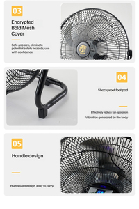 Ventilatore da Pavimento Ricaricabile 12/14 Pollici, 12V ad Alta Velocità con 5 Pale, Ventilatore Portatile <span class=keywords><strong>in</strong></span> <span class=keywords><strong>Metallo</strong></span> per Casa, Ufficio e Campeggio - Product Image 5