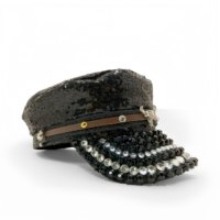 Casquette Steampunk Noire à Paillettes et Strass, Rivets, Badge Crâne Personnalisé, pour Femmes, Fêtes et Festivals, Vente en Gros, MOQ 3