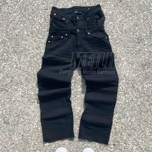 Jean évasé streetwear personnalisé pour homme, coupe droite, taille haute, denim oversize à double taille - Product Image 4