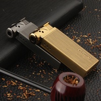 Briquet à gaz rechargeable en alliage pour pipe, flamme oblique, pour fumer la pipe à tabac, vente en gros