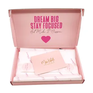 Упаковочные картонные коробки с логотипом бренда на заказ, гофрированные почтовые коробки для одежды, розовые коробки для доставки для малого бизнеса