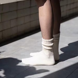 Retro Slouch <strong>Socks</strong> Solid Casual <strong>Ribbed</strong> Crew Slouchy Women <strong>Men</strong> Custom Thick Scrunch Tube <strong>Socks</strong> - Product Image 1