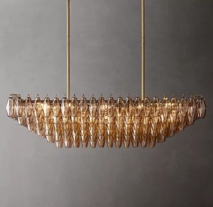 54" Rectangle Luxury Retro Smoke Glass Chandelier Designer Living Room Art Home Decor Large Handmade Modern Glass Chandeliers - Product Image 6