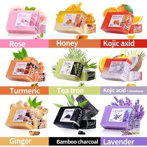 100g hecho a mano orgánico té verde cuidado <span class=keywords><strong>de</strong></span> la piel jabón hidratante blanqueamiento Rosa miel Ácido Kójico cúrcuma jengibre carbón lavanda - Product Image 2