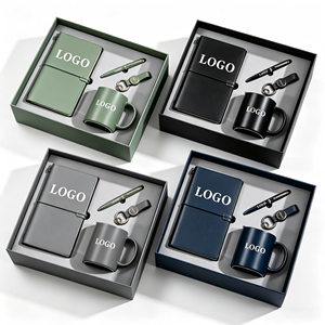 Articles promotionnels de bureau personnalisés, carnet en cuir A5, ensemble cadeau d'entreprise avec stylo, tasse en céramique, porte-clés, kit de bienvenue - Product Image 1