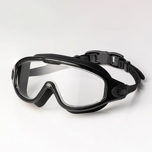 Lunettes de natation universelles pour adultes, grande monture, anti-buée, haute qualité, vente en gros d'usine, blanc et noir - Product Image 2