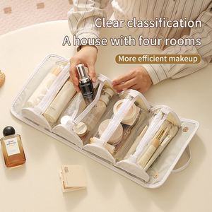 Nouvelle trousse de toilette de voyage 4 en 1, trousse à cosmétiques en cuir PU, portable, multifonctionnelle, avec poignée - Product Image 4