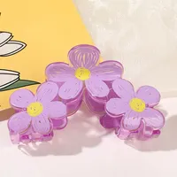 2023 nouveauté dessiné à la main Graffiti fleur forme acrylique cheveux griffe mode grandes fleurs requin pinces à cheveux accessoires de cheveux