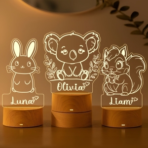 Lámpara LED Acrílica 3D con Diseño de Animales Navideños, Base de ABS, Lámpara de Noche para Niños, Lámpara de Mesa, Decoración para Fiestas de Cumpleaños - Product Image 1