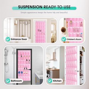 Organizador de zapatos para colgar sobre la puerta, 35 bolsillos, malla transpirable, almacenamiento colgante para zapatos con 4 ganchos metálicos para montaje en la pared detrás de la puerta - Product Image 5