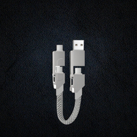 Kabel USB Type-C 4-in-1 66W Flat Braided dengan Pengisian Cepat 6A untuk Ponsel, Power Bank, Printer, Komputer & Pemindai Barcode
