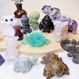 Figuras de Piedras de Cristal al por Mayor de Fábrica, Producto Espiritual, Artesanías Curativas de Cuarzo Rosa y Fluorita para Decoración del Hogar - Product Image 1