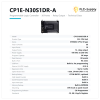 Unité CPU PLC CP1E-N30S1DR-A, 30 points, 18 entrées, 12 sorties, relais AC100-240V, 8K pas, RS-232C, USB pour contrôle d'automatisation industrielle