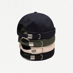 Gorros Docker de Color Puro sin Visera, Gorro de Verano para Hombre y Mujer, Gorro Retro de Algodón con Borde Enrollado - Product Image 2