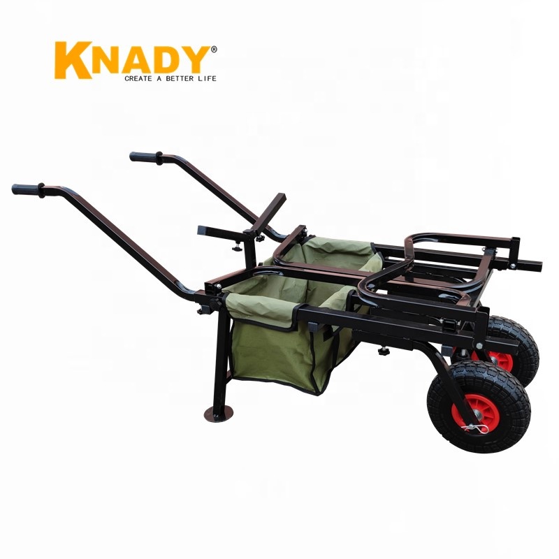 2-in-1 Heavy Duty Fishing Cart with Customizable OEM Support Steel and Rubber PU Foam Wheel Roll Container Plastic Platform