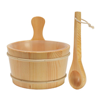 Juego Moderno de Cubo y Cucharón de Madera Maciza con Capacidad de 12L, Ecológico para Baños de Vapor Interiores/Exteriores y Saunas
