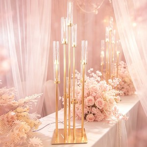 Candelabro Dorado Plateado Brillante de 8 Brazos, Versátil, Decoración para Mesa de Navidad, Bodas, Año Nuevo y Fiestas - Product Image 4