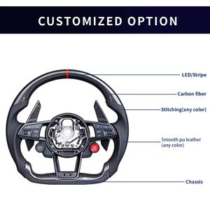 Volant en fibre de carbone LED pour <span class=keywords><strong>Audi</strong></span> Rs 3 Rs7 A3 A4 A5 A7 Q7 <span class=keywords><strong>TT</strong></span> TTS R8 S3 S4 A3 A4 A5 A6 Volant en cuir Assy - Product Image 6