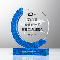 Trophée personnalisé en marbre, bois et cristal pour la compétition de récompense des employés exceptionnels, cadeau de reconnaissance