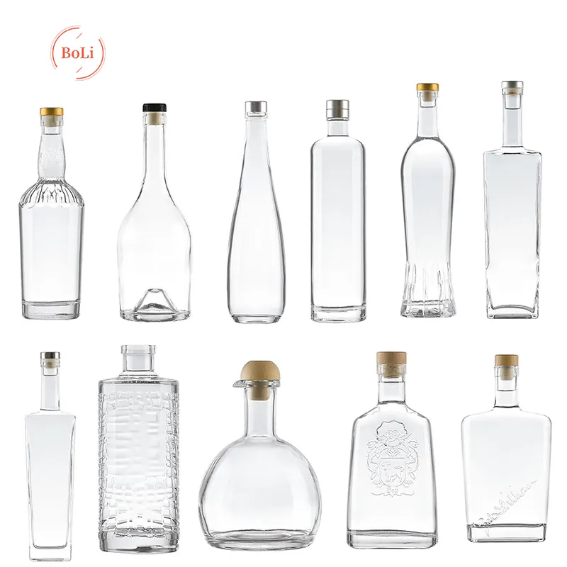 Bottiglia di vetro di grado superiore 750ml 850ml 1L 1.5L Brandy liquore bottiglia di vetro con tappo
