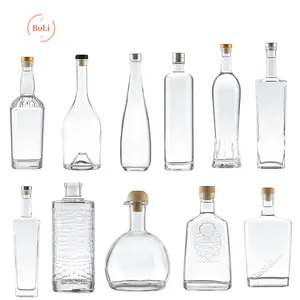 Hochwertige Glasflasche 750ml 850ml 1l 1,5 l Brandy Liquor Glasflasche mit Verschluss