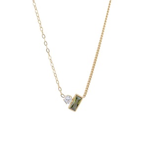 สร้อยคอจี้สแตนเลสสตีลสไตล์วินเทจสำหรับผู้หญิง รุ่น <span class=keywords><strong>N354</strong></span> ขายส่ง เครื่องประดับหรูหราเบาๆ ประดับด้วยเพทายสีเขียว ของขวัญ - Product Image 5