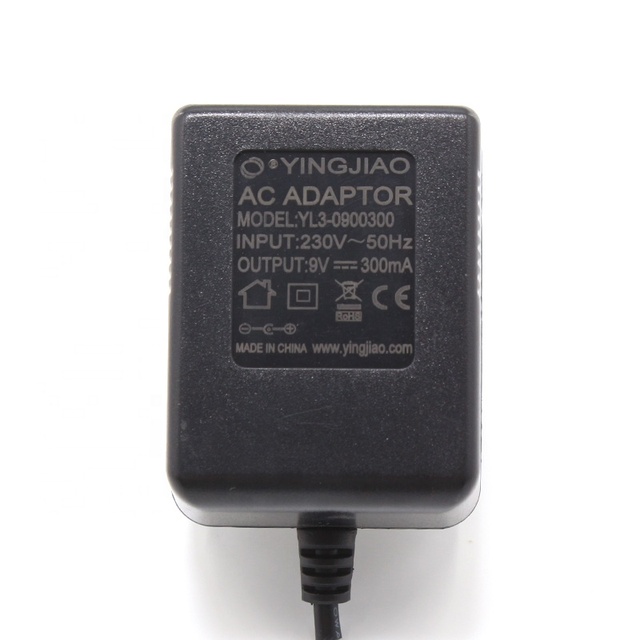 Yingjiao EU Plug Linear Power Supply Wall Plug Charger 9V 300mA AC to AC Power Adapter