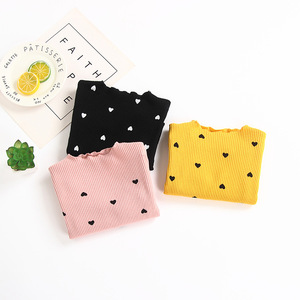 Camiseta para niñas con estampado de corazones, camisa de manga larga con hilo roscado, camiseta básica para bebé recién nacido, ropa de primavera para niños pequeños - Product Image 2