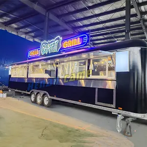 CAMP New style modern fast food trailer mobile food truck with full kitchen airstream bar bbq concession trailer