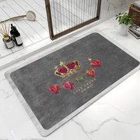 Tapis de salle de bain antidérapant décoré de fleurs, tapis de toilette pour personnes âgées, tapis de zone en boue de diatomée fabriqué à la machine pour la décoration de la salle de bain