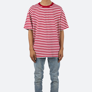 DiZNEW Vente en gros T-shirt en vrac grande taille confortable à rayures graphiques et contrastées de couleur 100% coton Design personnalisé T-shirts pour hommes - Product Image 1