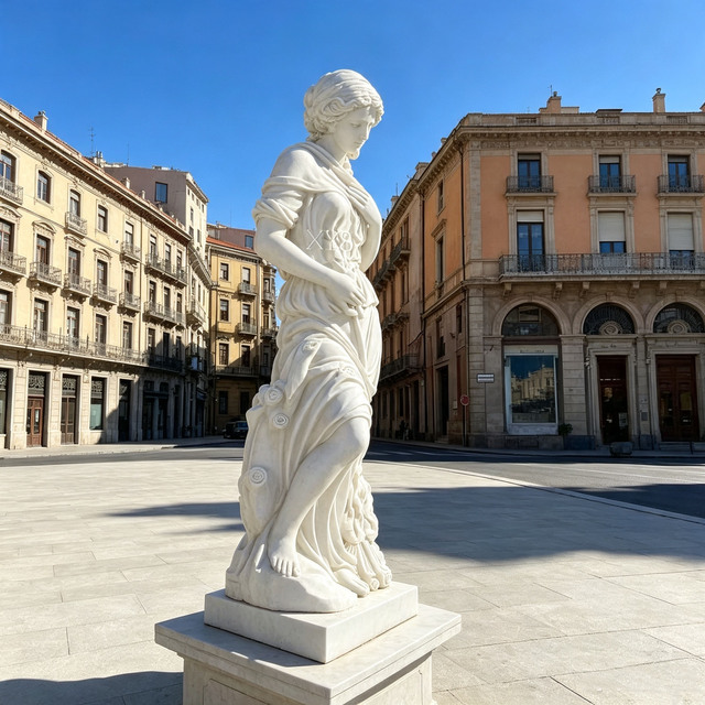 Classical European City Square Decoration Customizable Hand-Carved White Marble Gowned Goddess Figure Sculpture