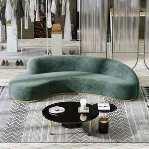 Set <span class=keywords><strong>sofa</strong></span> melengkung modern beludru, furnitur mewah Italia <span class=keywords><strong>sofa</strong></span> semi lingkaran - Product Image 4