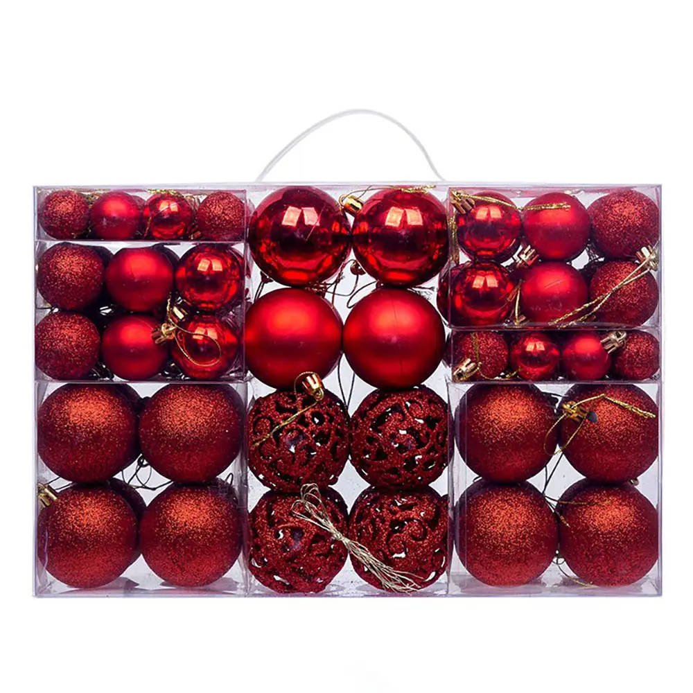 Juego de adornos de bolas de Navidad Rojas personalizadas, 100 Uds., bolas colgantes inastillables para decoración de fiesta de árbol de Navidad