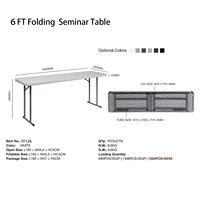 Table de séminaire pliante GodsWord 6FT blanche en plastique HDPE, plateau pliable en deux, qualité supérieure, table de fête avec structure métallique