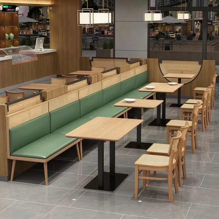 Modern Industrial Retro Furniture Fast Food Cafe Shop Rattan Leather