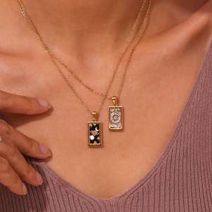 18K Vergulde Geometrische Hanger Ketting Vintage Stijl Stijlvolle Roestvrijstalen Horoscoop <span class=keywords><strong>Tarot</strong></span> Ketting Perfect Cadeau Sieraden - Product Image 5