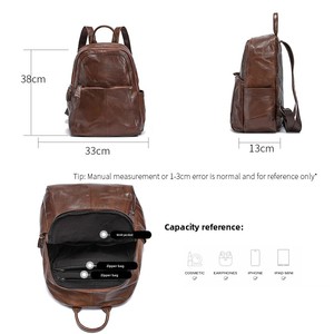 Womens Cow Genuine Leather Bag Ladies Casual Cowhide Retro Bags Female Fashion Luxury <strong>Design</strong> <strong>Backpacks</strong> Woman High Quality New - Product Image 6