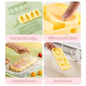 Moldes de silicona para paletas de helado con tapas, 4 cavidades, para cake pops y barras de helado, reutilizables, apilables, aptos para alimentos, fáciles de limpiar - Product Image 5