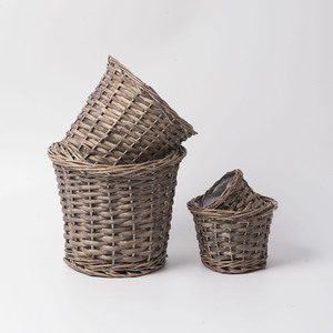 Handmade Willow Woven Flower <b>Basket</b> Round Shape <b>For</b> Indoor Outdoor Decorative <b>Plant</b> Pot - Product Image 4