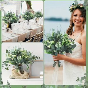Tige <span class=keywords><strong>de</strong></span> feuille d'eucalyptus artificielle argentée, vert mat, fausse verdure pour <span class=keywords><strong>bouquet</strong></span> <span class=keywords><strong>de</strong></span> mariage, remplissage <span class=keywords><strong>de</strong></span> vase, décoration, vente en gros - Product Image 3